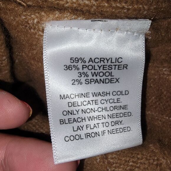 Calligraphie Cable Knit Sweater Pencil Skirt Camel Brown Wool Blend sz Large - Picture 5 of 5